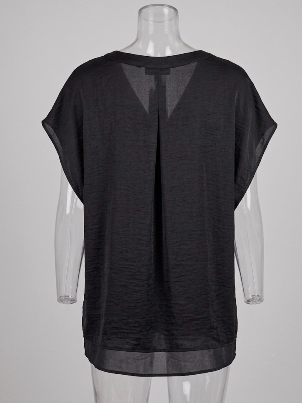 Maison d'Amélie Black V-Neck Short Sleeve Blouse Tunic Size M/L - Picture 3 of 7